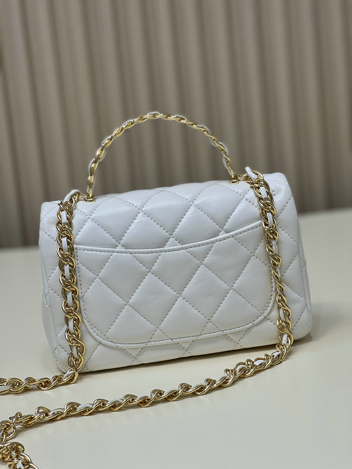 Chanel Small Flap Bag With Top Handle White AS4023