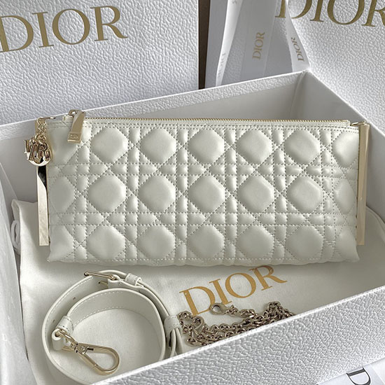 Dior Cannage Lambskin Club Bag White M2252