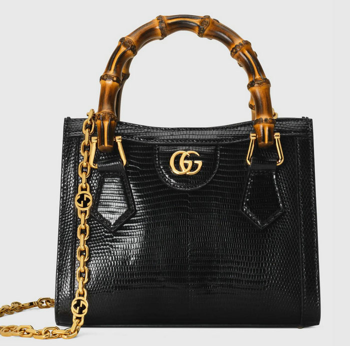 Gucci Diana lizard mini bag Black 675800