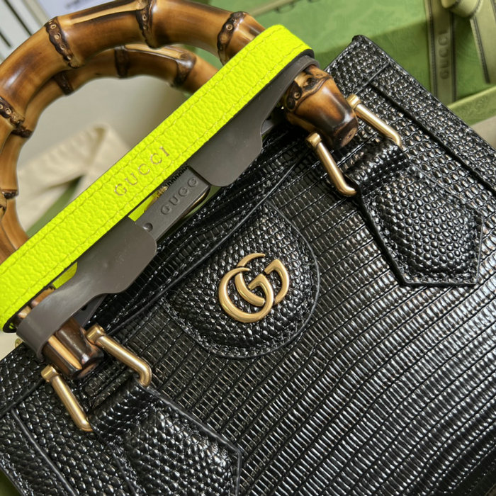 Gucci Diana lizard mini bag Black 675800