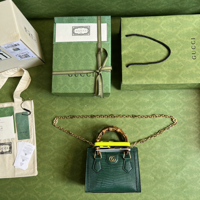 Gucci Diana lizard mini bag Green 675800