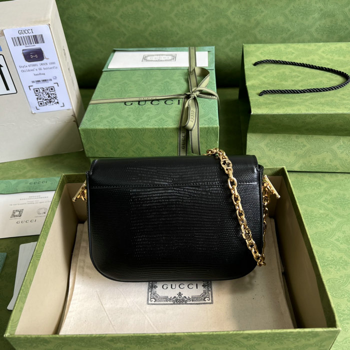 Gucci Horsebit 1955 lizard mini bag Black 675801