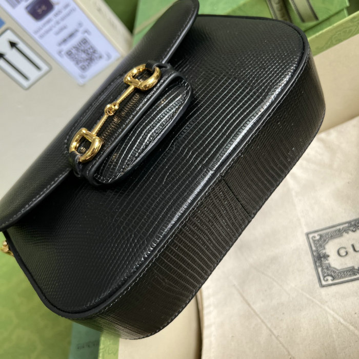 Gucci Horsebit 1955 lizard mini bag Black 675801