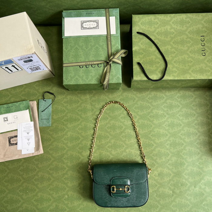 Gucci Horsebit 1955 lizard mini bag Green 675801