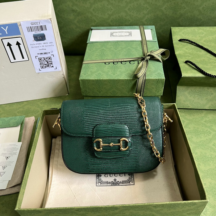 Gucci Horsebit 1955 lizard mini bag Green 675801