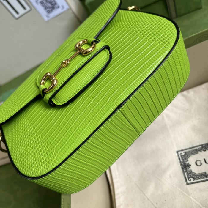 Gucci Horsebit 1955 lizard mini bag Pastel Green 675801