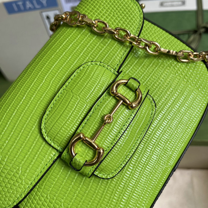 Gucci Horsebit 1955 lizard mini bag Pastel Green 675801