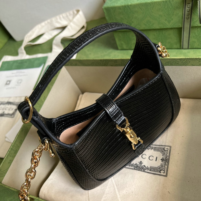 Gucci Jackie 1961 lizard mini bag Black 675799