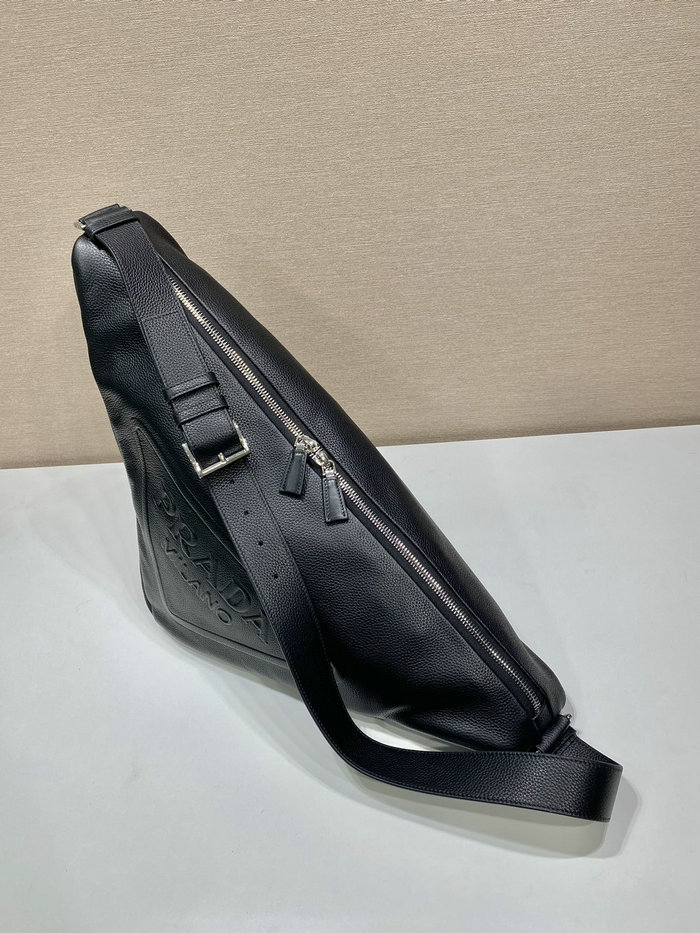 Prada Large leather Triangle bag Black 2VY007