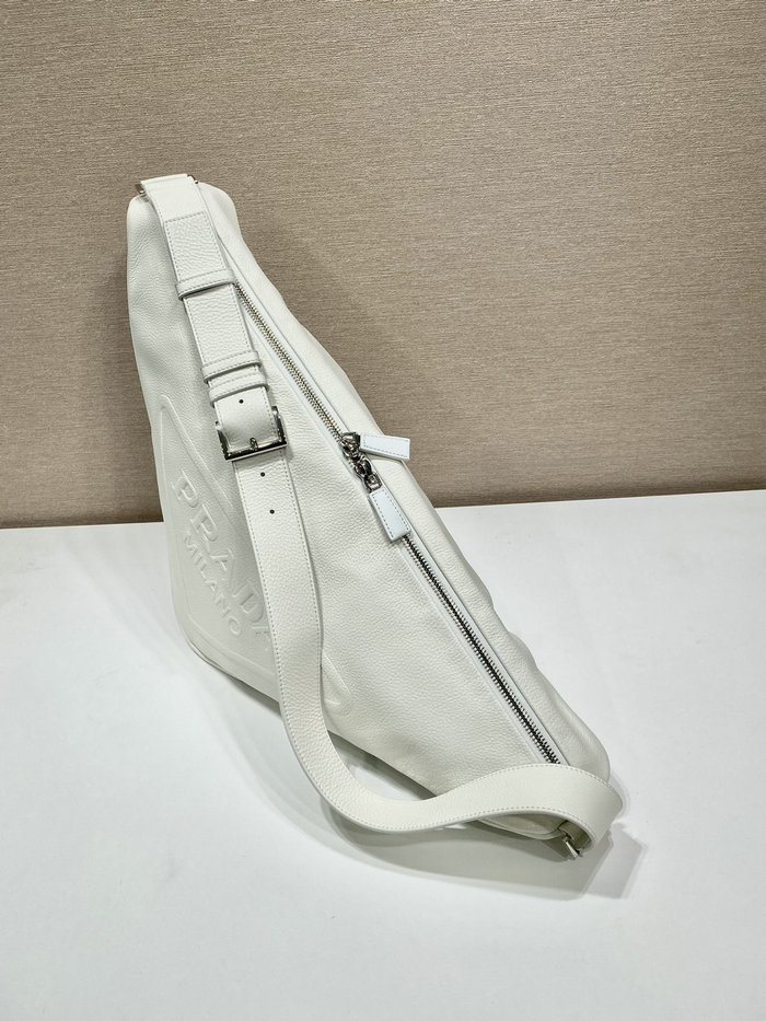 Prada Large leather Triangle bag White 2VY007