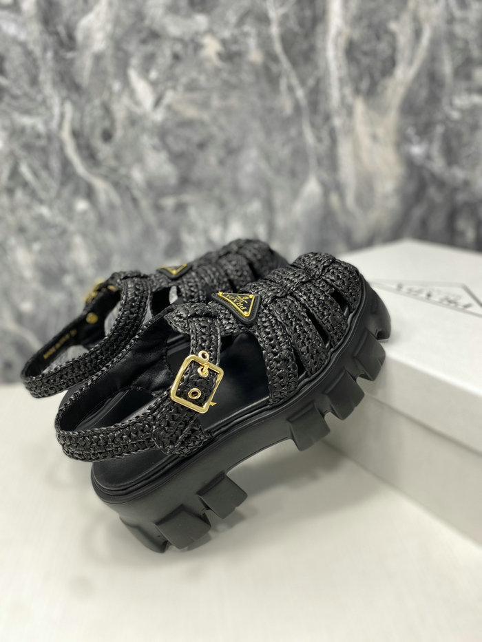 Prada Monolith Crochet Cage Sandals SDP051401