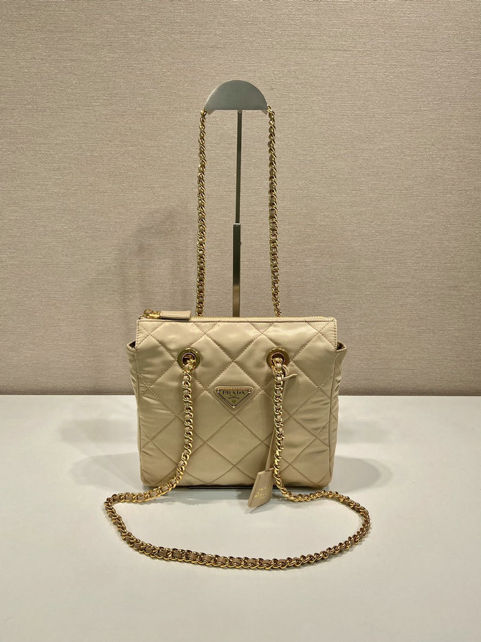 Prada Quilted Nylon Handbag Beige 1BG468