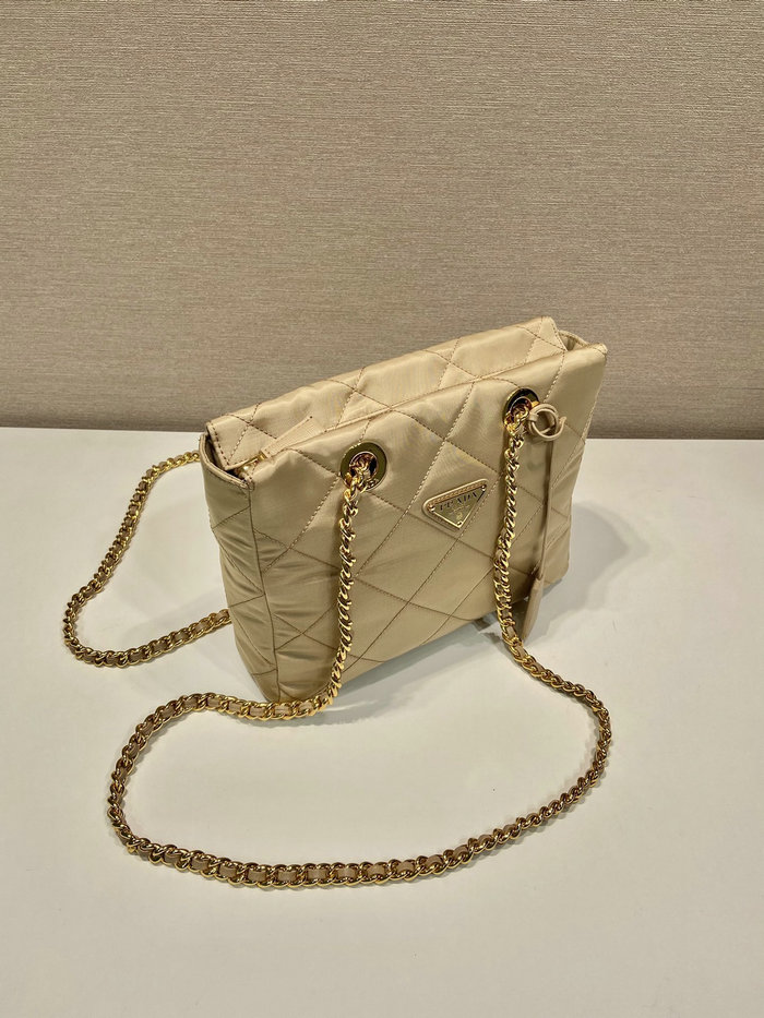 Prada Quilted Nylon Handbag Beige 1BG468
