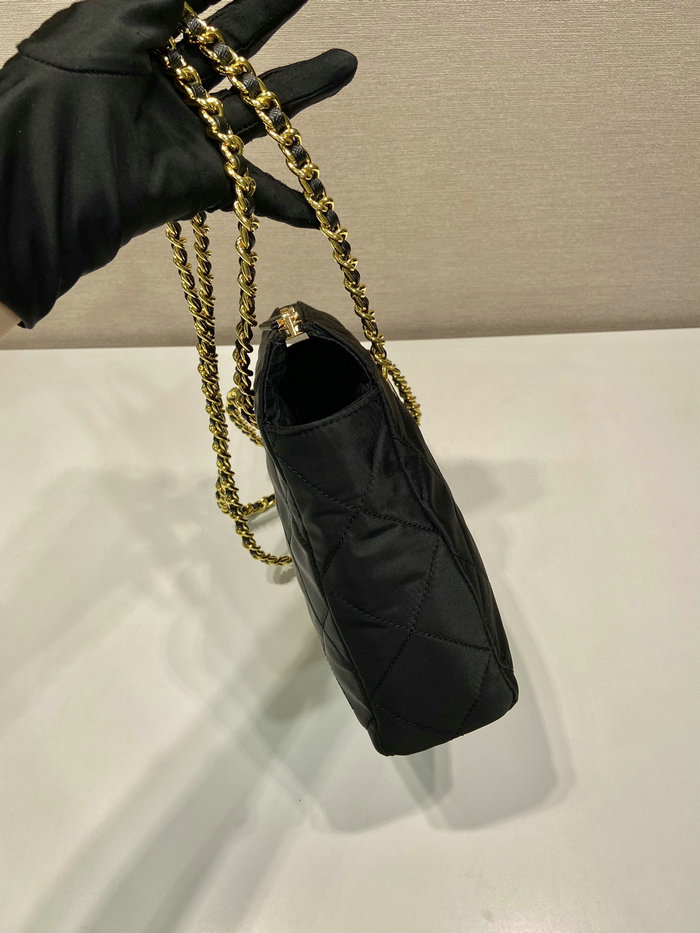 Prada Quilted Nylon Handbag Black 1BG468
