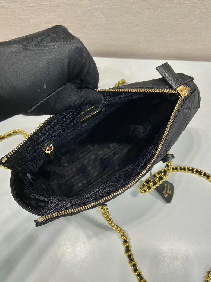 Prada Quilted Nylon Handbag Black 1BG468