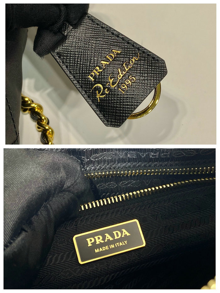 Prada Quilted Nylon Handbag Black 1BG468