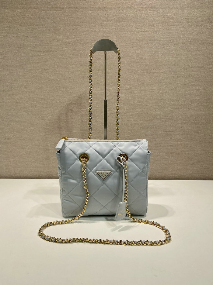 Prada Quilted Nylon Handbag Blue 1BG468