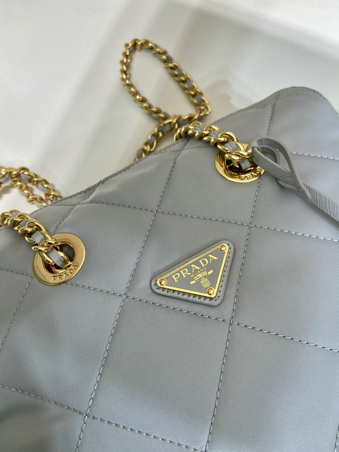 Prada Quilted Nylon Handbag Blue 1BG468