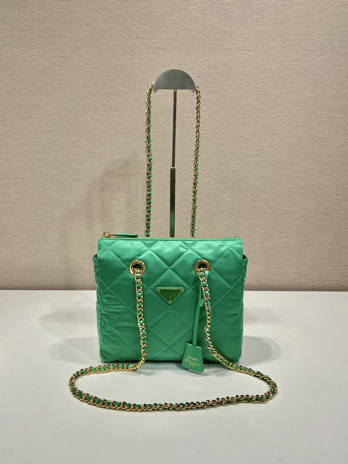 Prada Quilted Nylon Handbag Green 1BG468