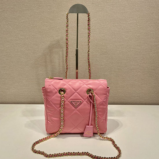 Prada Quilted Nylon Handbag Pink 1BG468