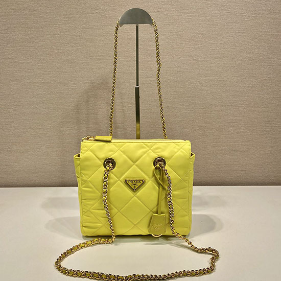 Prada Quilted Nylon Handbag Yellow 1BG468