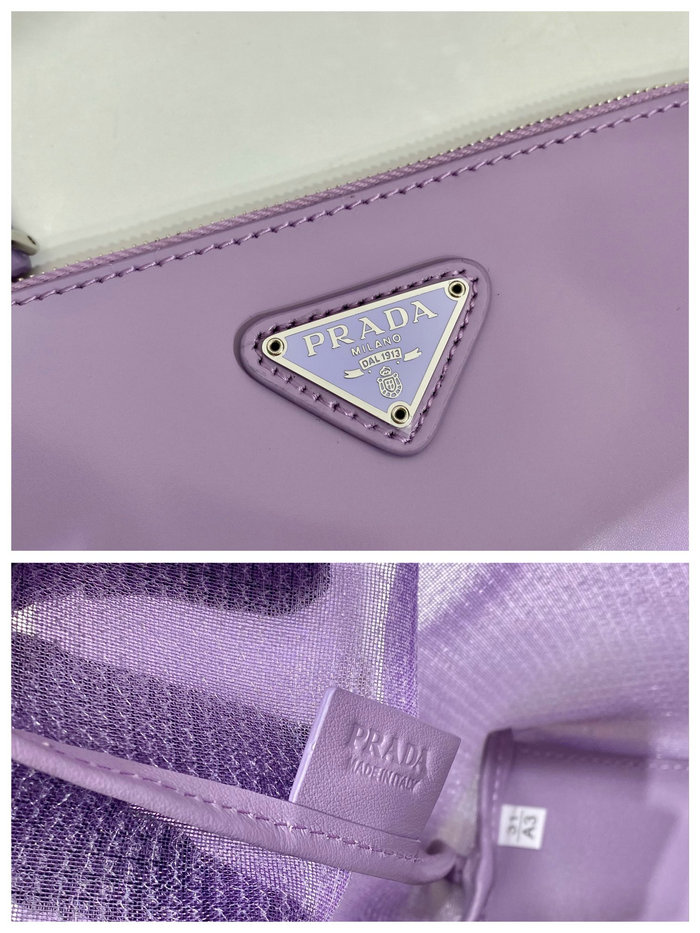 Prada Small sequined mesh tote bag Purple 1BG417