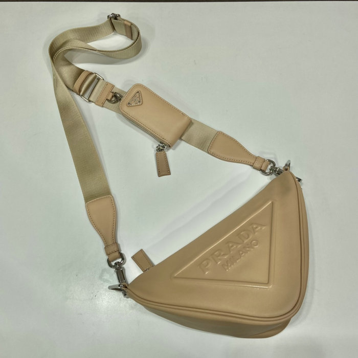 Prada Triangle leather shoulder bag Beige 1BH190