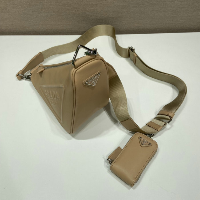 Prada Triangle leather shoulder bag Beige 1BH190