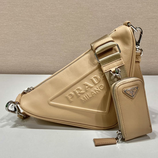 Prada Triangle leather shoulder bag Beige 1BH190