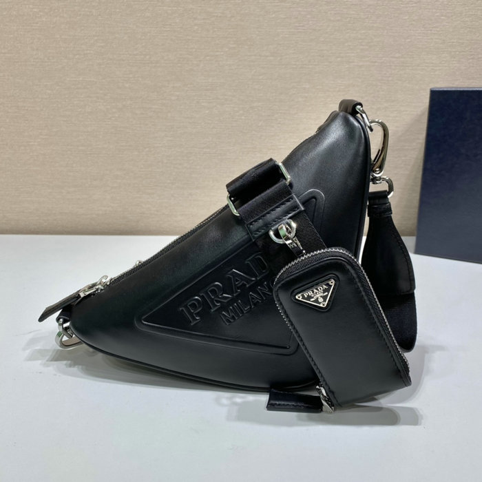 Prada Triangle leather shoulder bag Black 1BH190