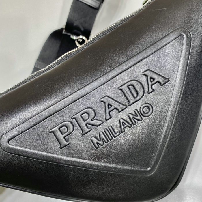 Prada Triangle leather shoulder bag Black 1BH190