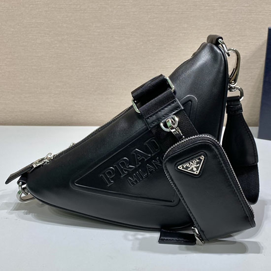 Prada Triangle leather shoulder bag Black 1BH190