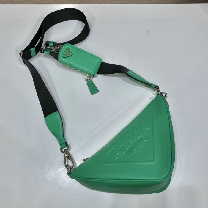 Prada Triangle leather shoulder bag Green 1BH190