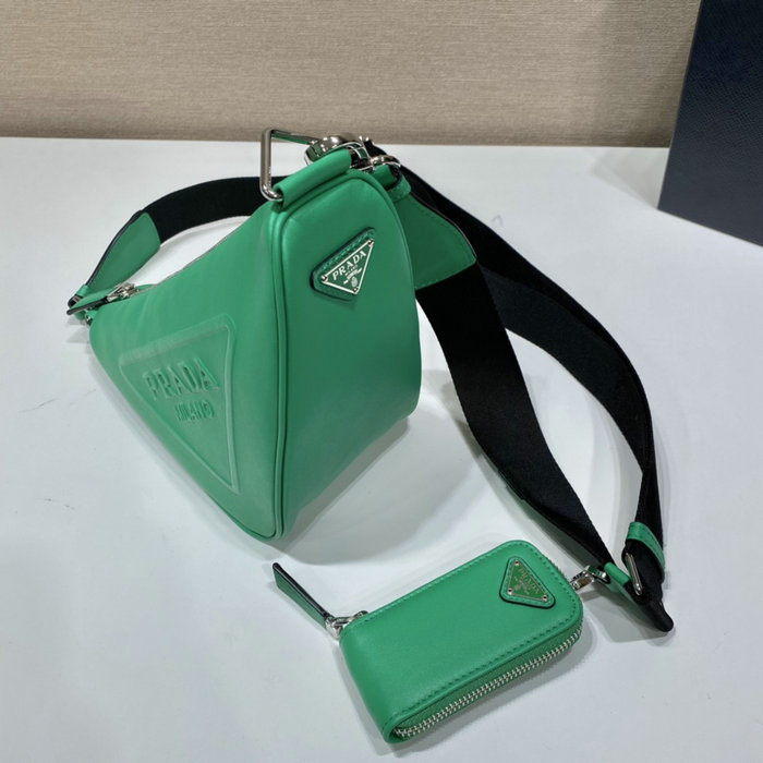 Prada Triangle leather shoulder bag Green 1BH190