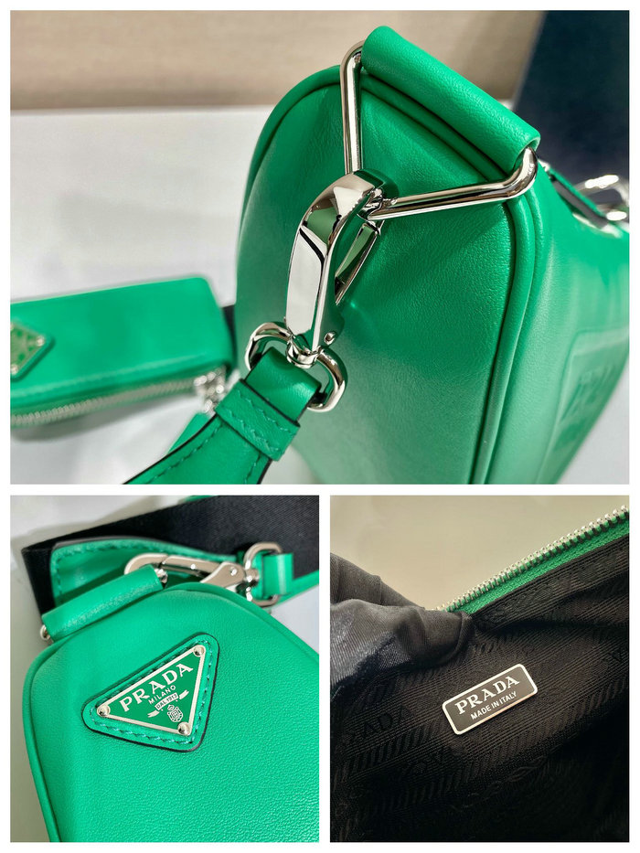 Prada Triangle leather shoulder bag Green 1BH190
