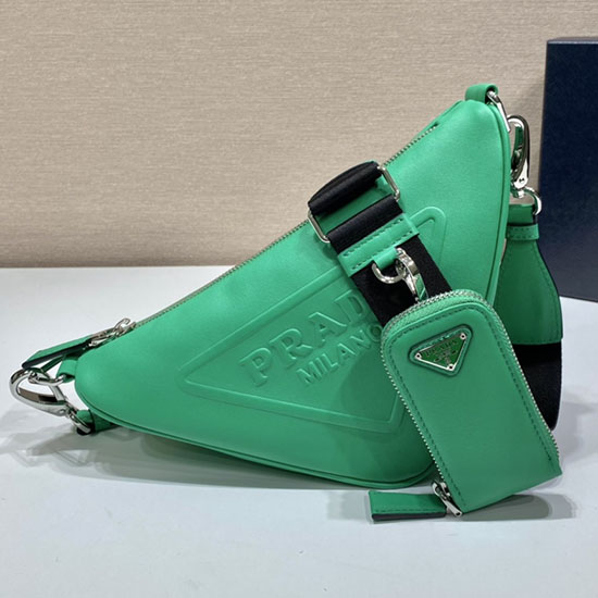 Prada Triangle leather shoulder bag Green 1BH190