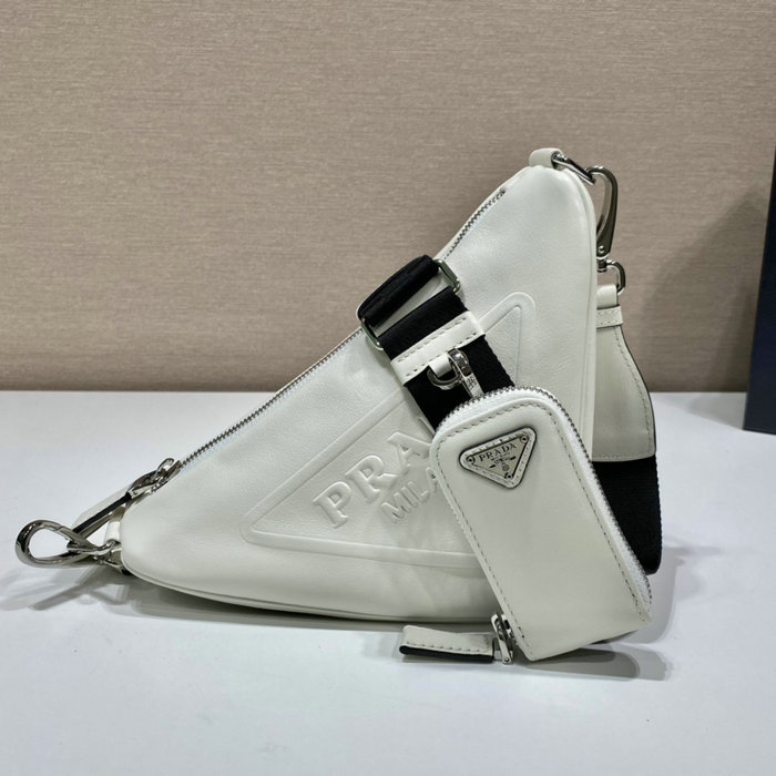 Prada Triangle leather shoulder bag White 1BH190