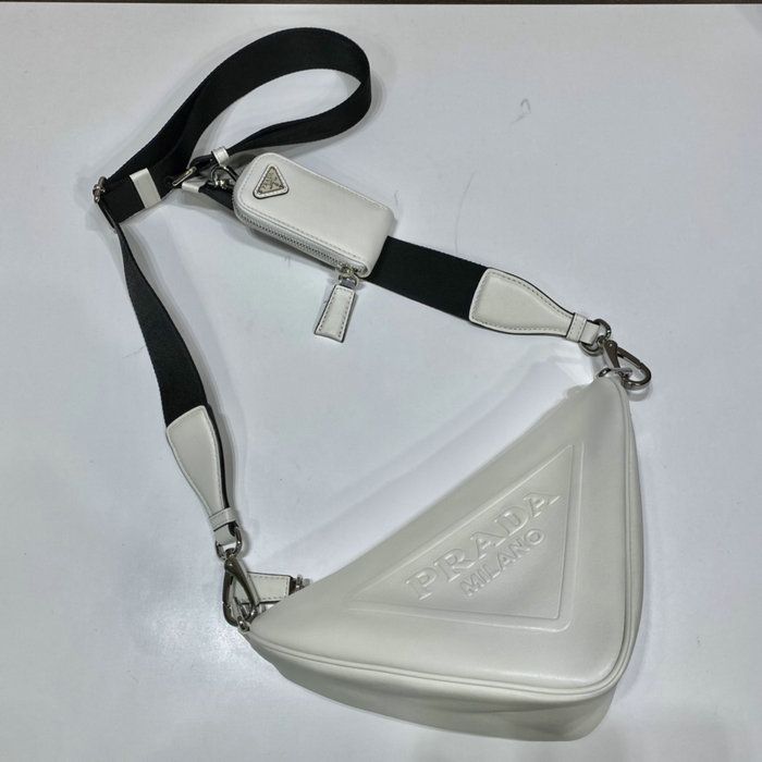 Prada Triangle leather shoulder bag White 1BH190