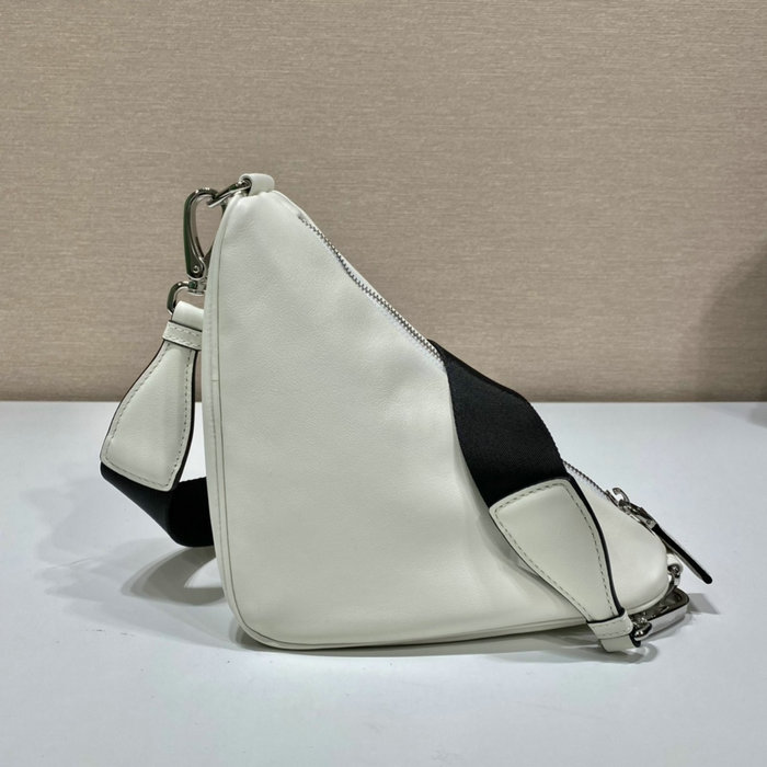 Prada Triangle leather shoulder bag White 1BH190