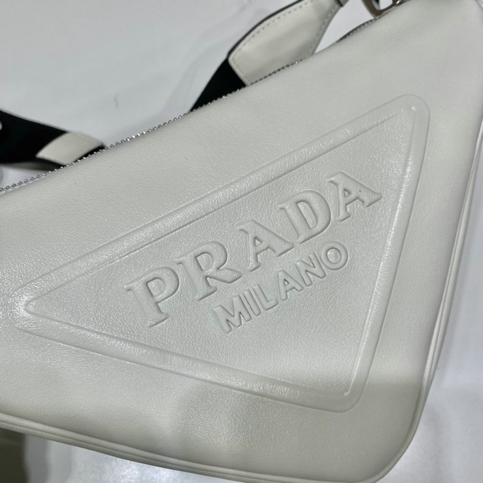 Prada Triangle leather shoulder bag White 1BH190