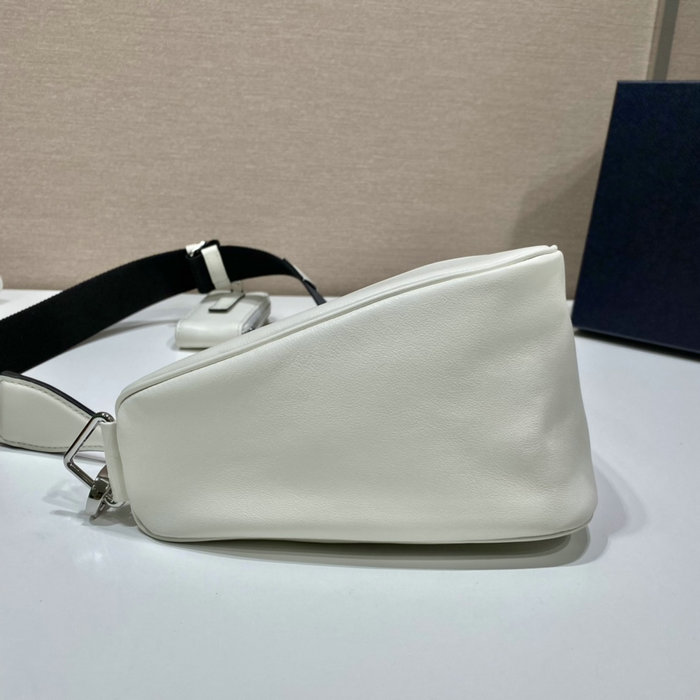 Prada Triangle leather shoulder bag White 1BH190