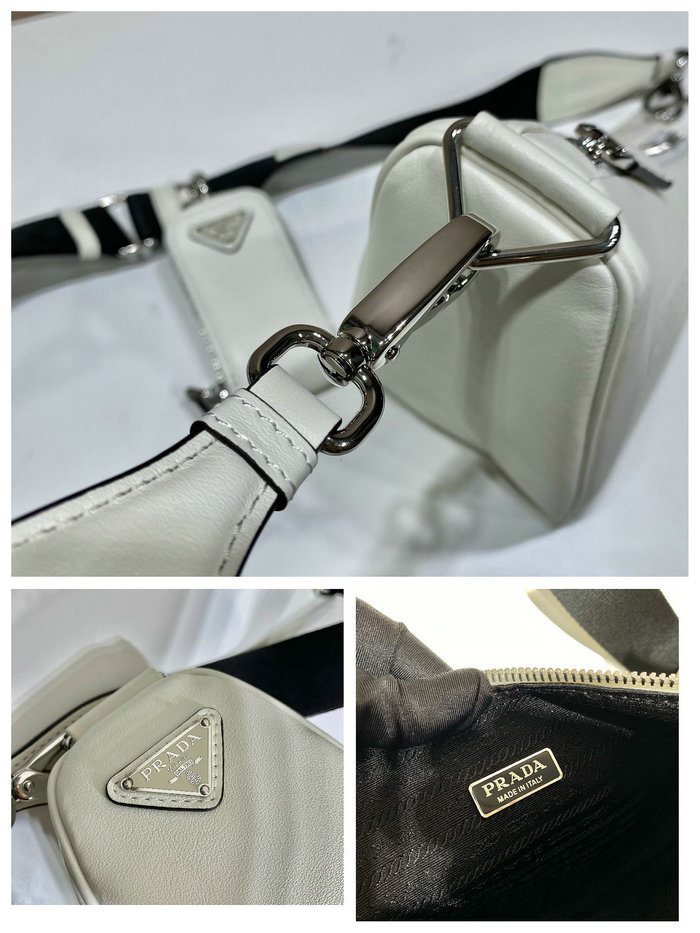 Prada Triangle leather shoulder bag White 1BH190