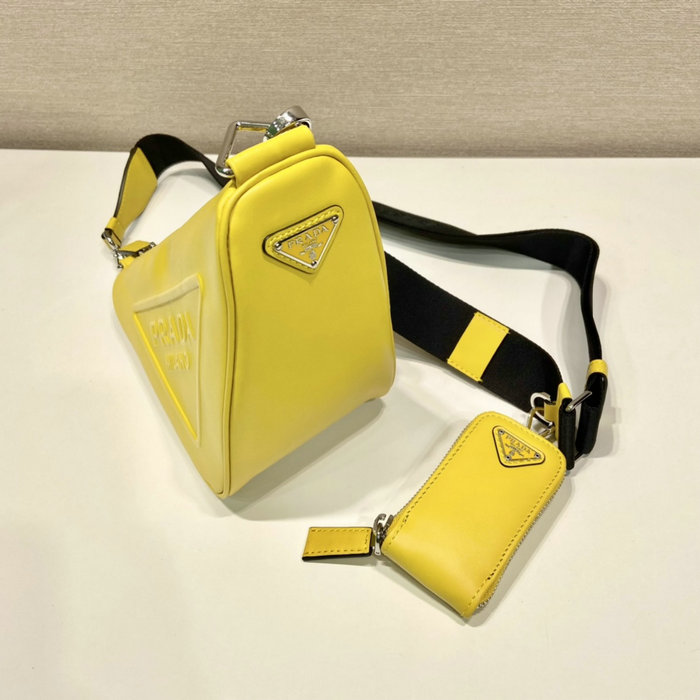 Prada Triangle leather shoulder bag Yellow 1BH190