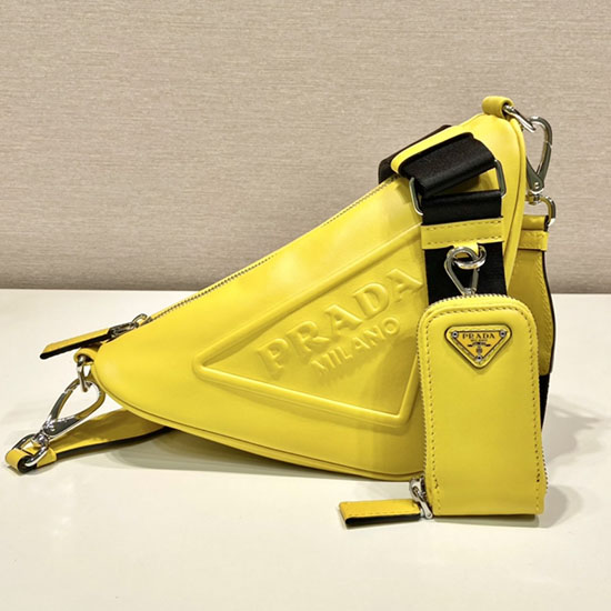 Prada Triangle leather shoulder bag Yellow 1BH190