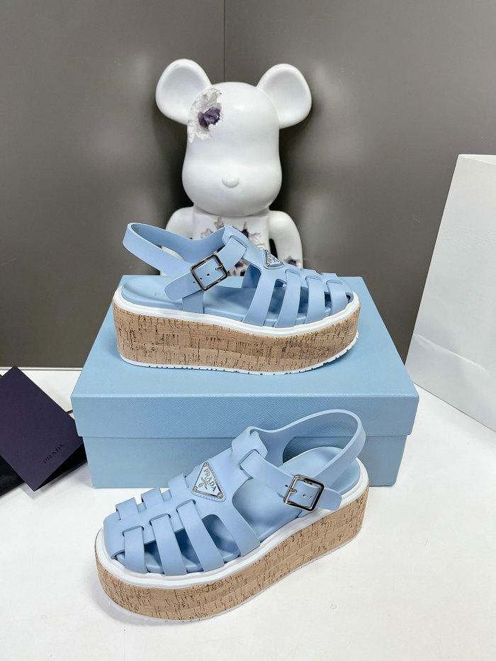 Prada Wedge Platform Sandals Blue SDP051403