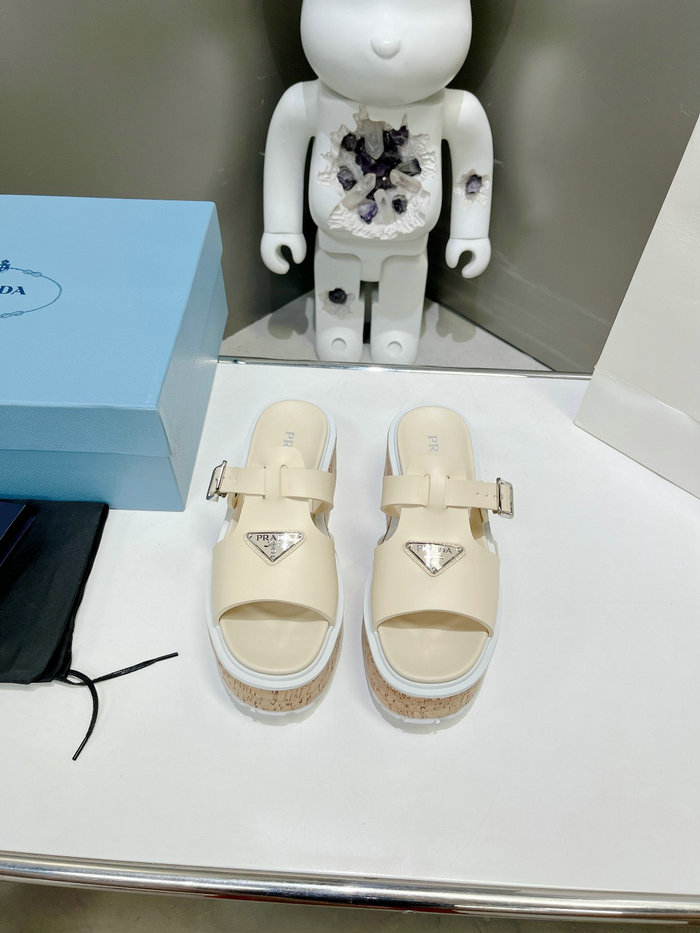 Prada Wedge Platform Sandals Cream SDP051404