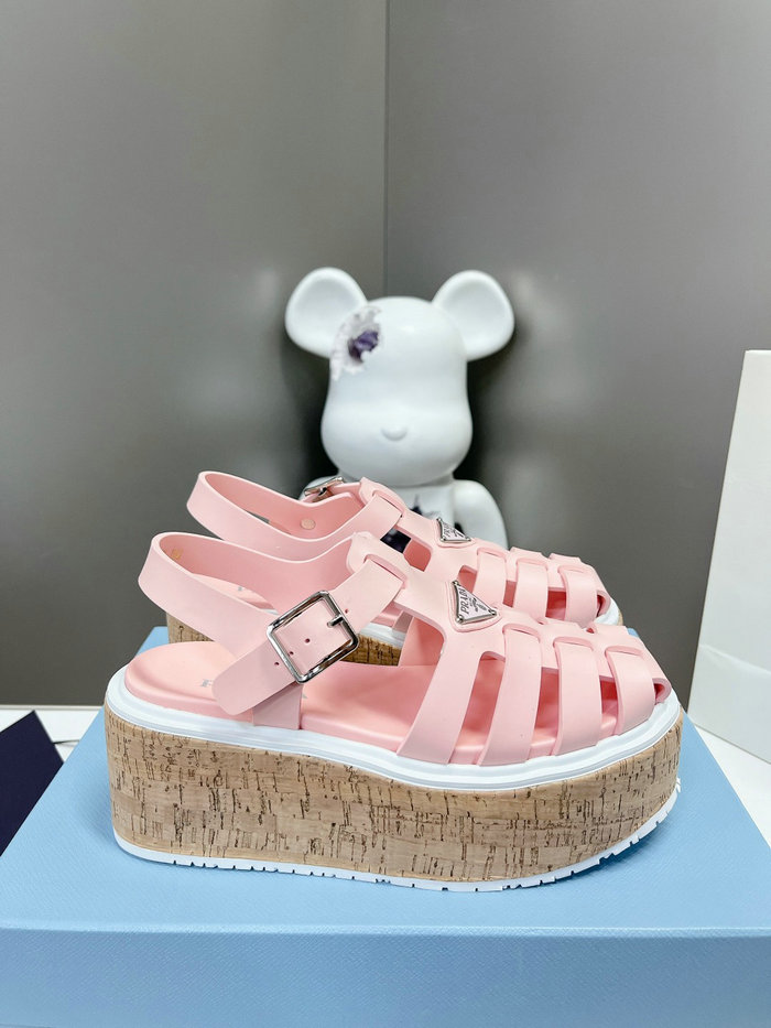 Prada Wedge Platform Sandals Pink SDP051403