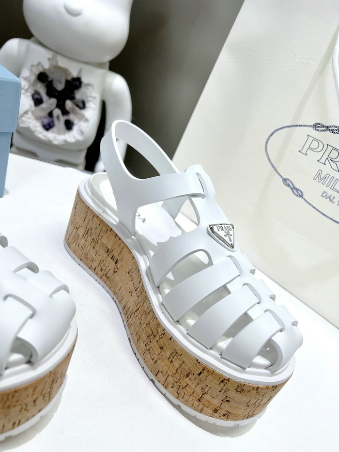 Prada Wedge Platform Sandals White SDP051403