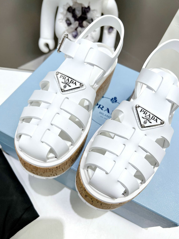 Prada Wedge Platform Sandals White SDP051403