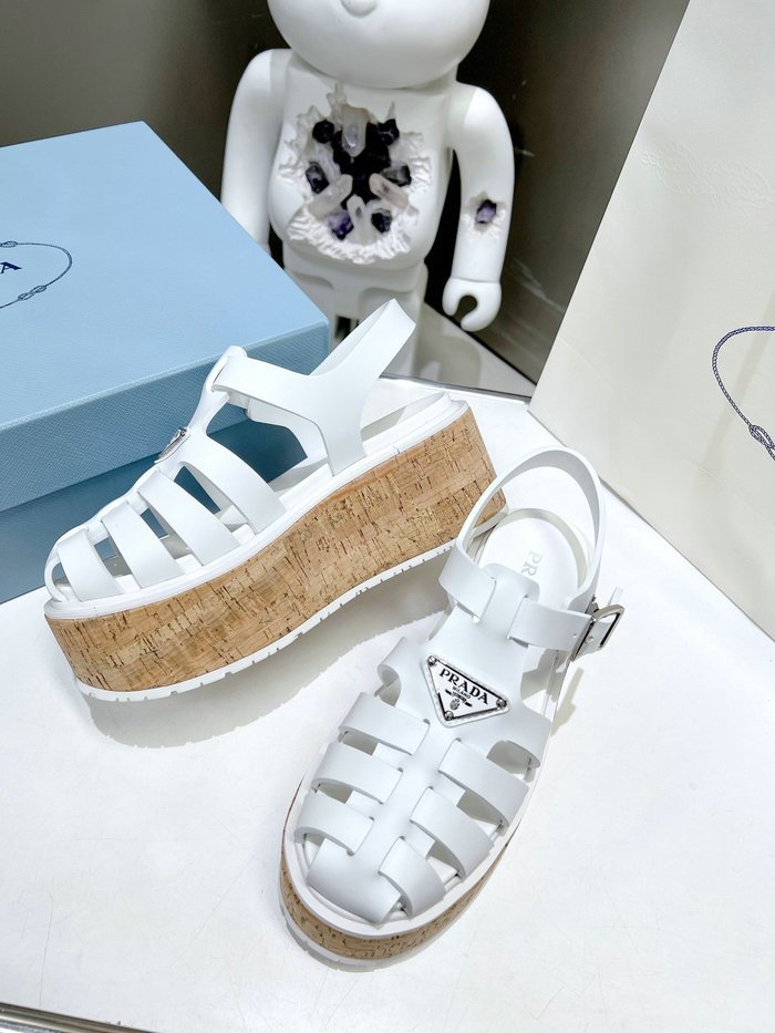 Prada Wedge Platform Sandals White SDP051403